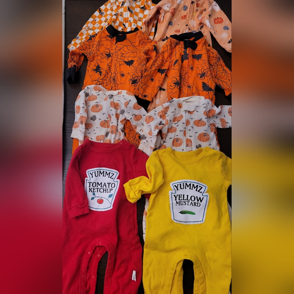 6-9 months Twins Boy / Girl Halloween / Fall Onesies bundle